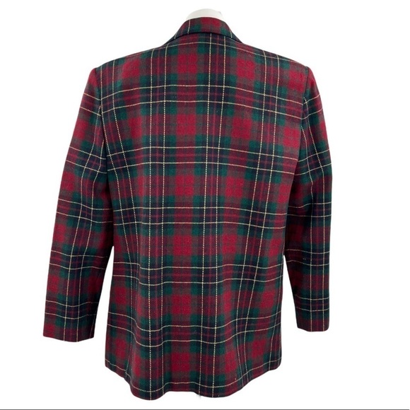 SAG HARBOR Vintage Tartan Plaid Single Breasted Wool Blazer Size 14 Christmas - Picture 4 of 6